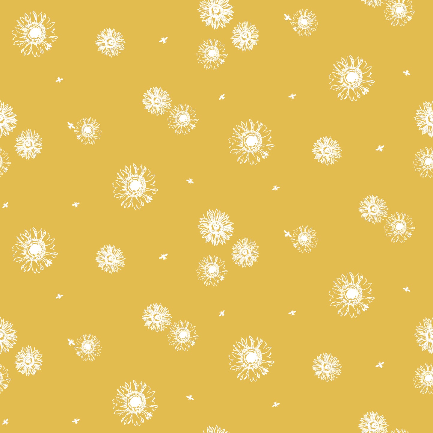 Honey Bees and Flowers Please Tonal Sunflowers Gold