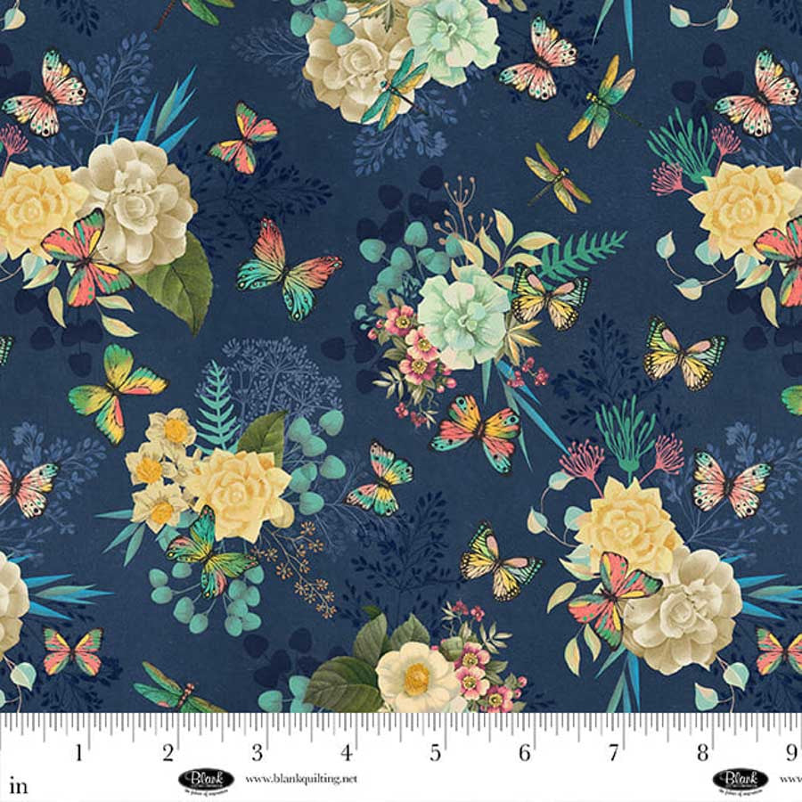 4622-77 Navy Blue || Birds & Blooms