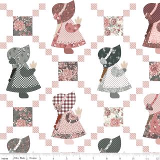 A Walk on the Prairie 107/108" Sunbonnet Sue Wide Back White