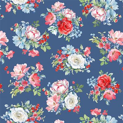 Americana Digital Tossed Bouquets Y4772-89 Dark Denim
