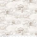 Covered Bridges in Spring 107/108" Wide Back Toile White