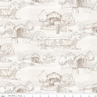 Covered Bridges in Spring 107/108" Wide Back Toile White