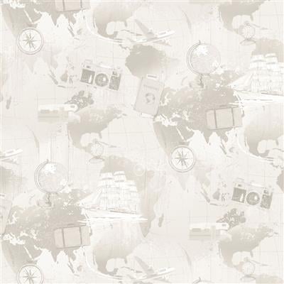 Explore Digital World Map Y4297-61 Light Taupe