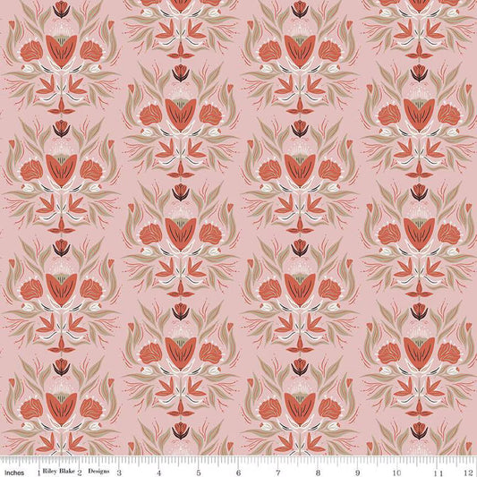 Garden Dreams Floral Damask Dusty Pink
