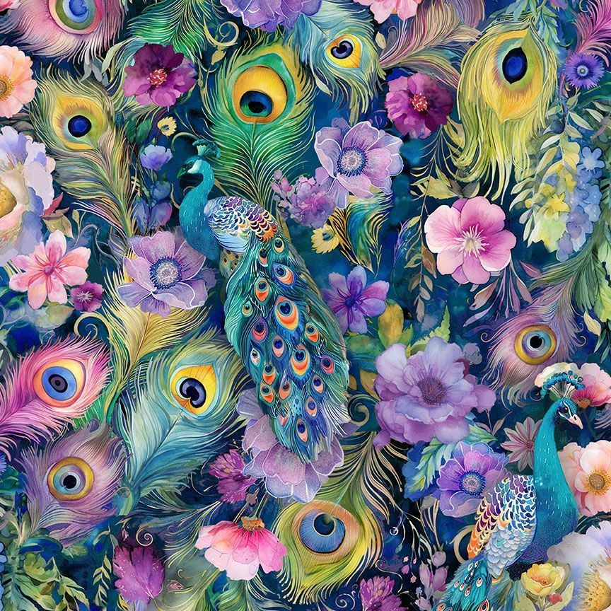 WILD BEAUTY-PEACOCK PEEK-A-BOO FLORAL