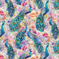WILD BEAUTY-PEACOCKS ON FLORAL